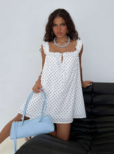 Swing Mini Dress White Polka Dot