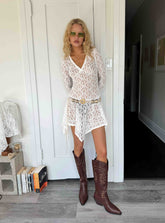 Somanie Long Sleeve Lace Mini Dress White