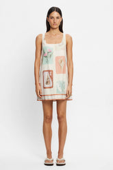 Casual Linen Floral Print Bagsy Fit Summer Beach Mini Dress