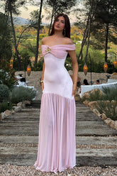 Tube Off Shoulder Mesh Patch Bodycon Maxi Dress