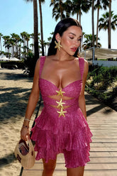 Sexy Sequin V-neck Asymmetrical Bodycon Mini Dress