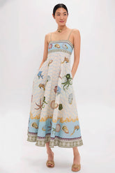 High Waist Print Cami Casual Maxi Dress