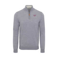 Virginia Tech Grey Melange Cashmere Touch Australian Merino Quarter Zip Sweater