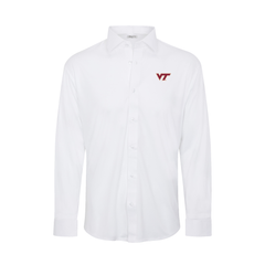Virginia Tech Quattro Flex Dress Shirt with Semi-Spread Collar White