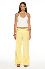 Alamara Yellow Floral Detail Wide Leg Pants