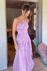 Ruched Halter Sexy Backless Maxi Dress