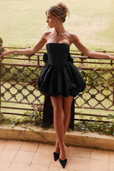 Sexy Strapless Backless Big Bow Formal Mini Dress