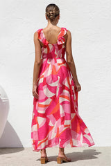 V Neck Swing Print Cami Maxi Dress