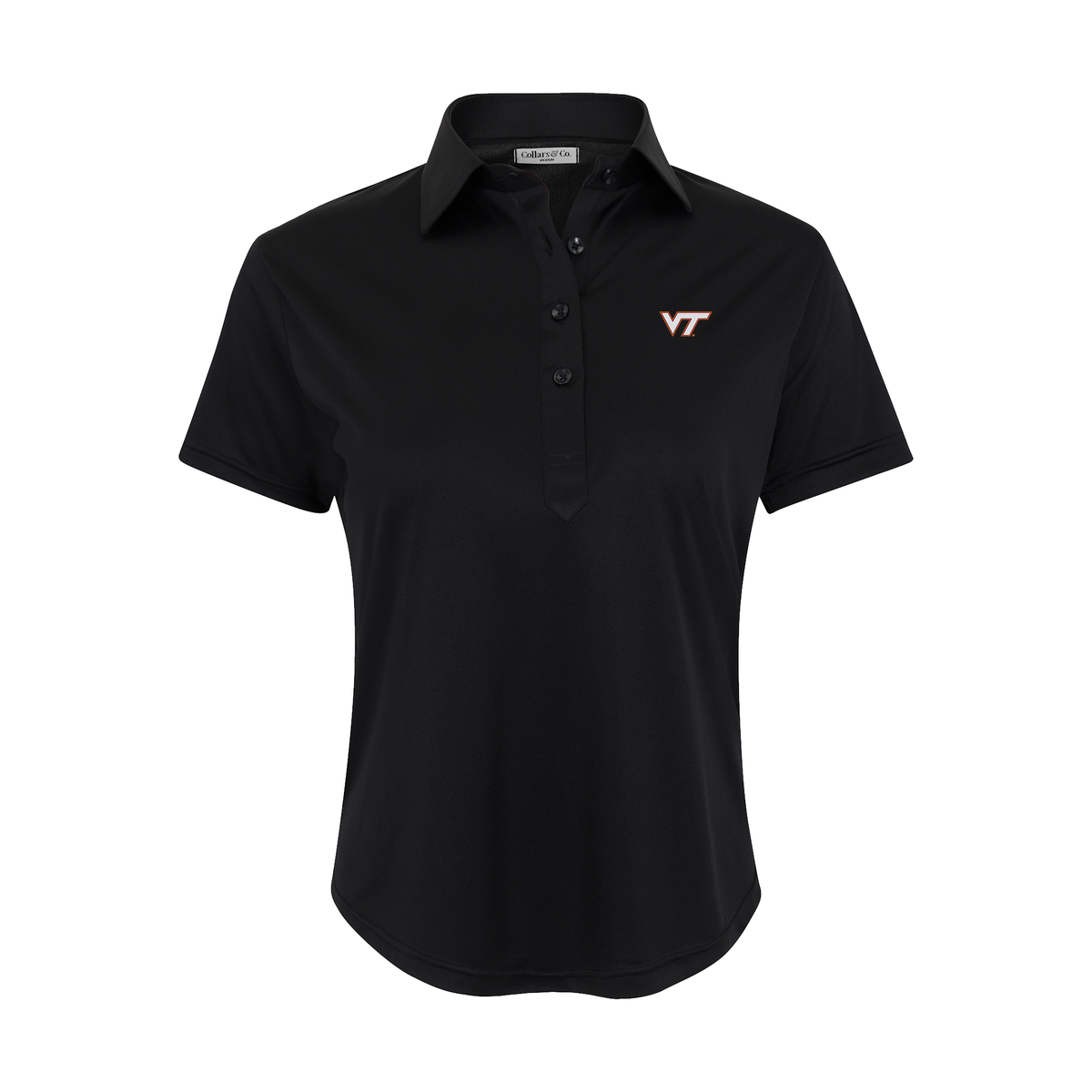 Virginia Tech Women's Cap Sleeve Semi Spread Polo Black
