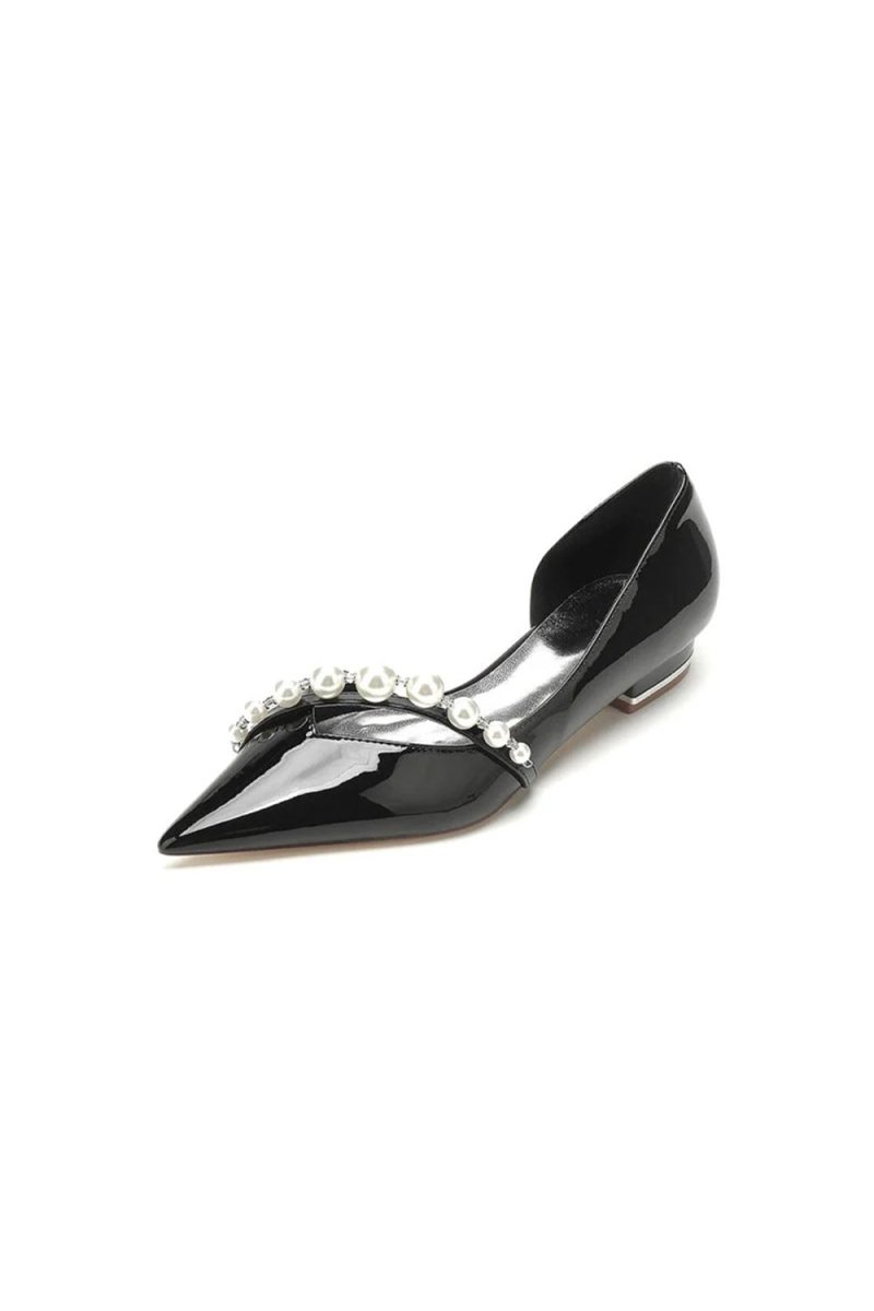 Black High Heels with Pearl and Rhinestone Embellishments