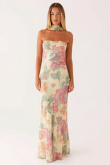 Floral Tie Fishtail Vacation Maxi Dress