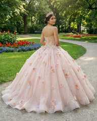 Ball Gown Organza Sweetheart Pink Quinceanera Dress